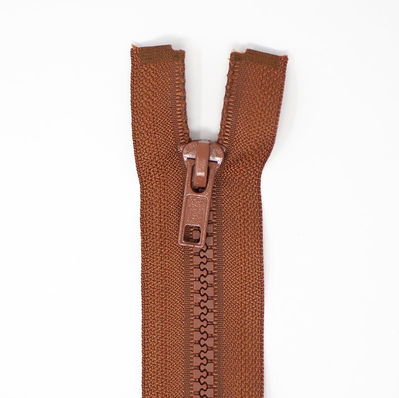Brown - 60cm / 24″ open end chunky nylon zips