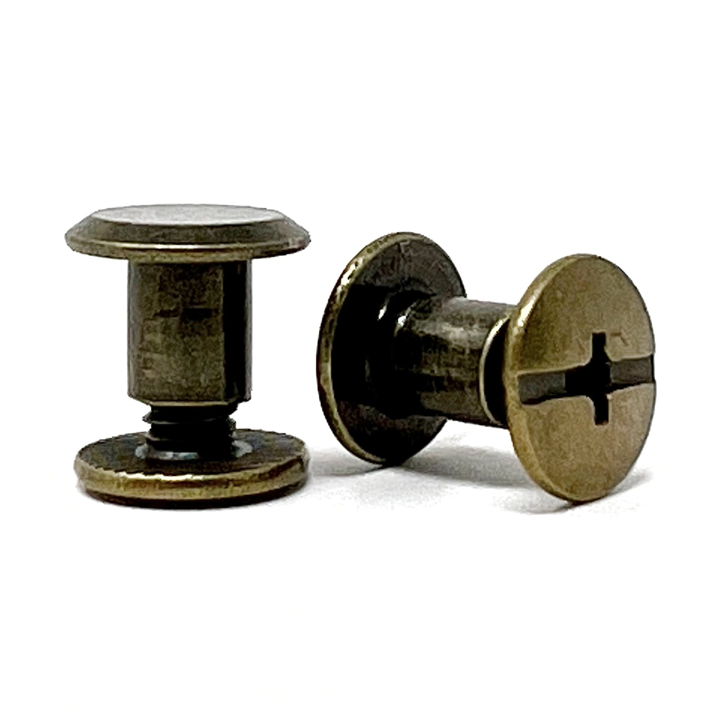 Chicago Screws - 10mm diameter x 6mm - antique brass