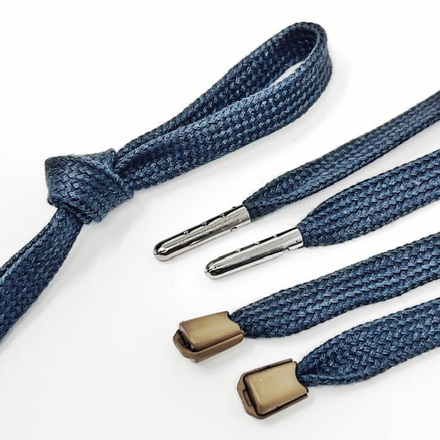 denim, 8mm flat, tubular drawstring tape, 100% cotton – denim