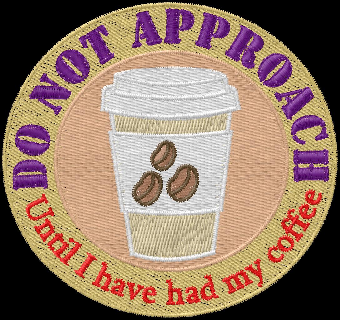 Coffee cup embroidery patch, download file, digital