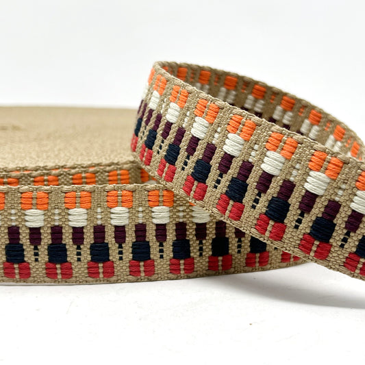 38mm Webbing - stone/red/navy/wine/orange/natural