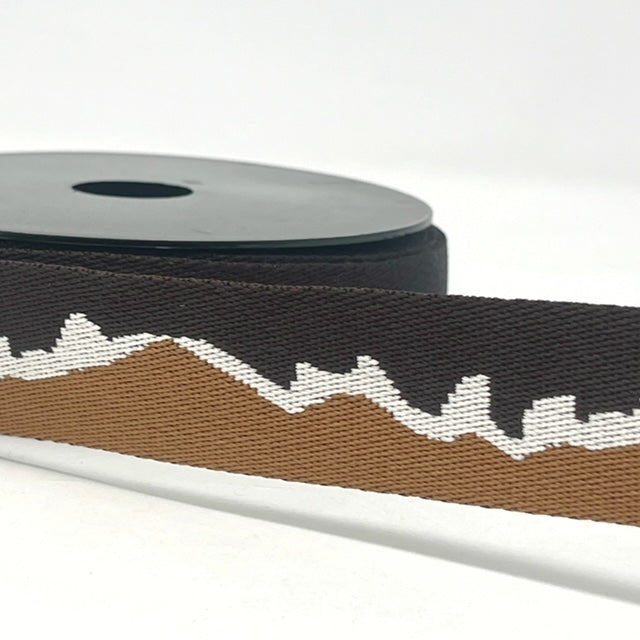 40mm wide mountain design webbing brown/brown
