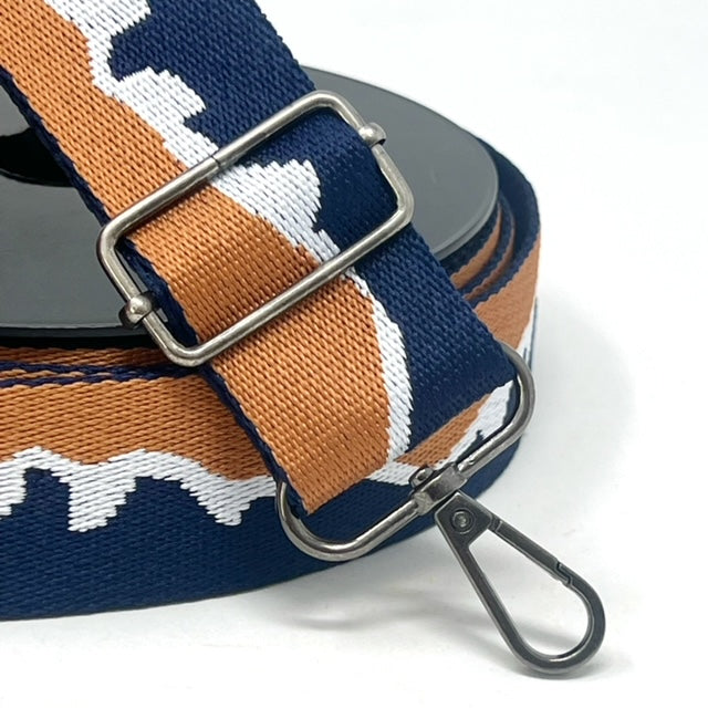 40mm wide mountain design webbing brown/navy