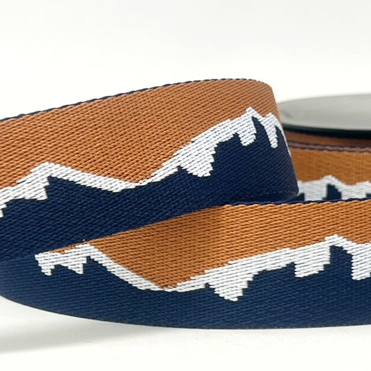 40mm wide mountain design webbing brown/navy