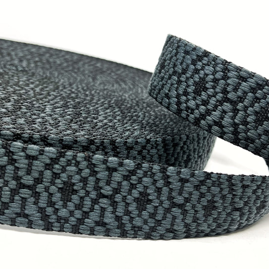 soft black/slate, 38mm wide tapestry style webbing
