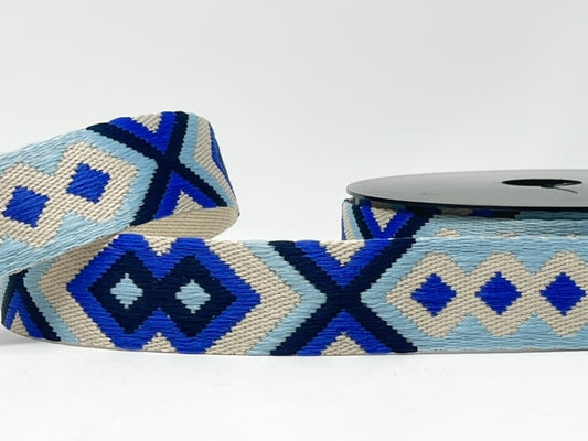 40mm tribal webbing blue/ecru