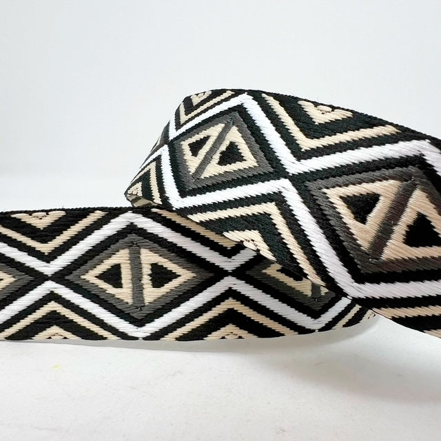geometric webbing, black/stone  38mm