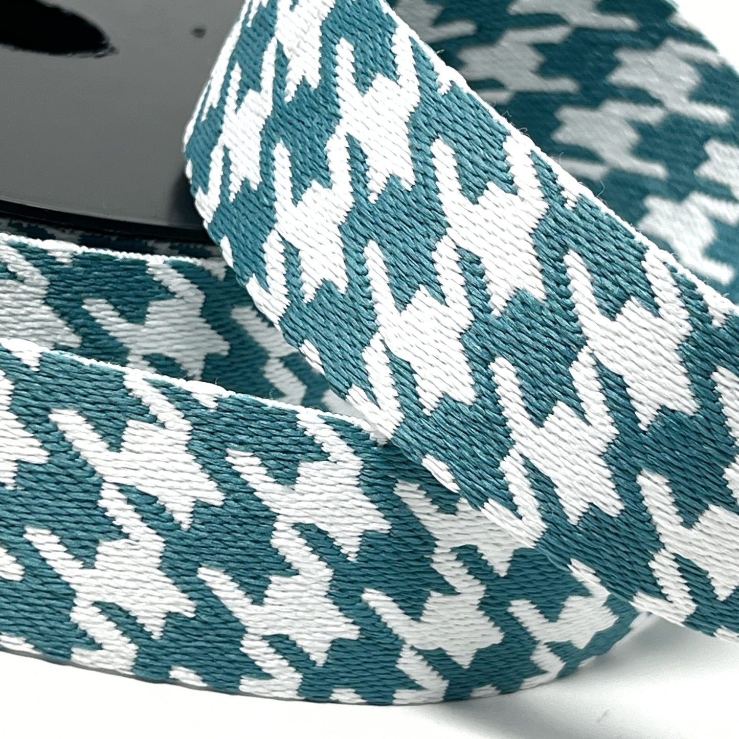 38mm Hounds tooth webbing white/turquoise