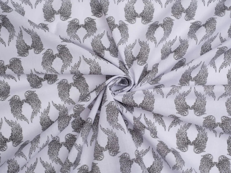 Printed Polycotton Fabric - angel wings