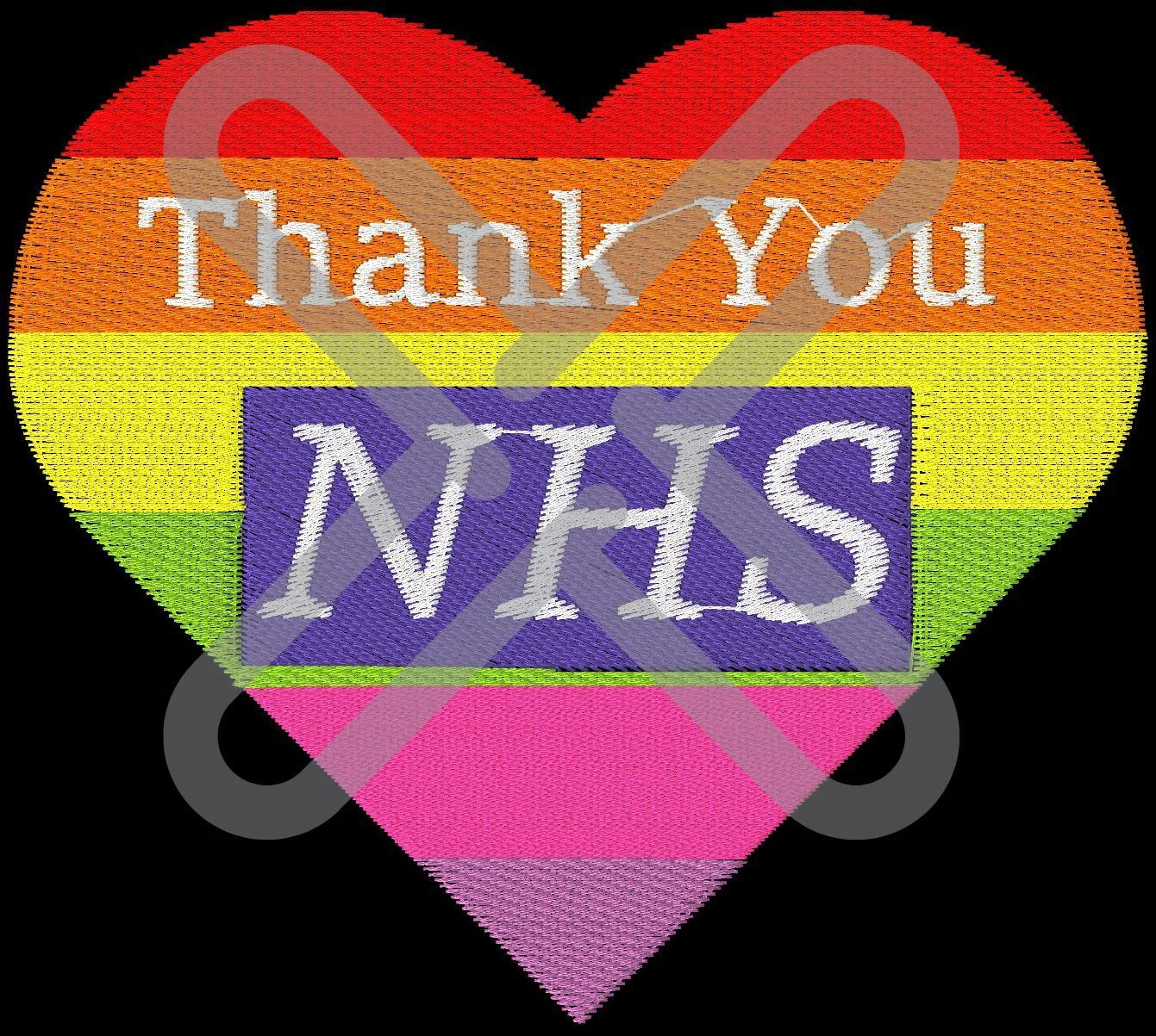 Thank you NHS Rainbow Heart Embroidery