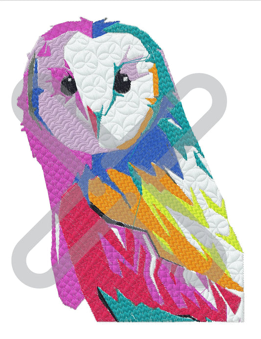 Abstract owl machine embroidery file