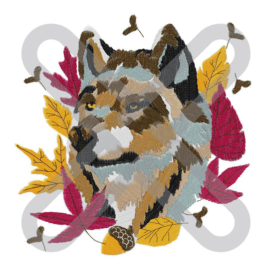 Autumn Fall Wolf Embroidery Download File