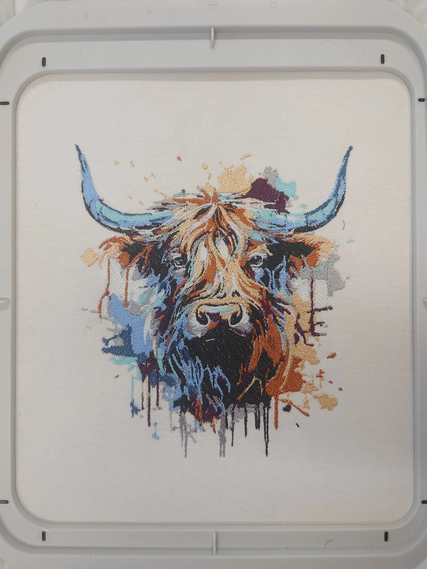 Arty Highland Cow Machine Embroidery File