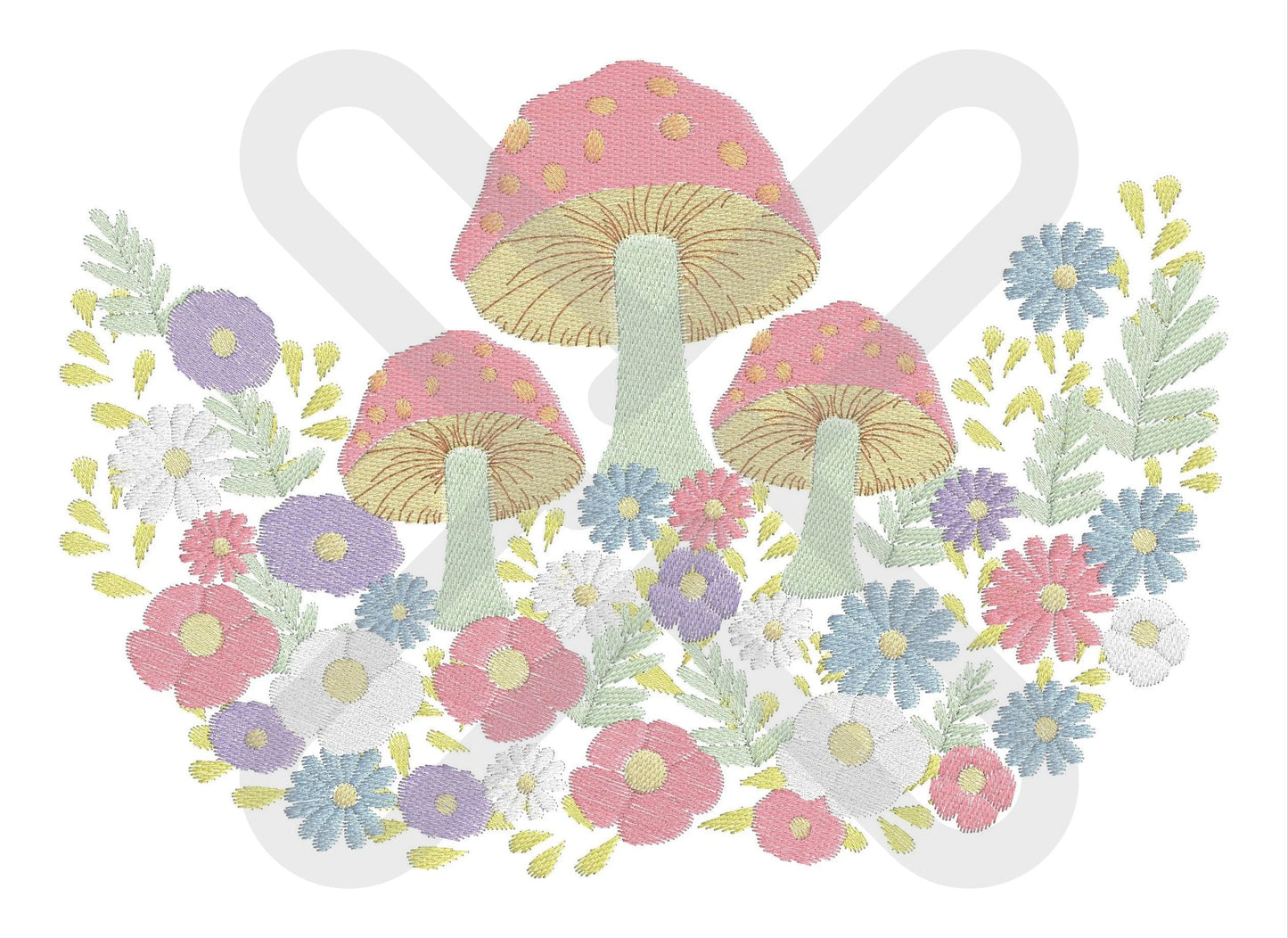 Mushrooms and Floral Machine Embroidery Design