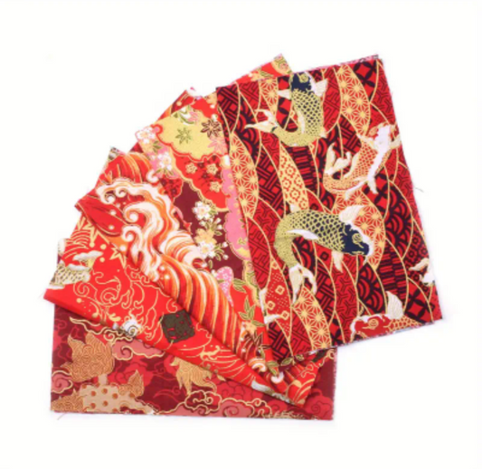 5pcs Red Japanese Set 20x25cm