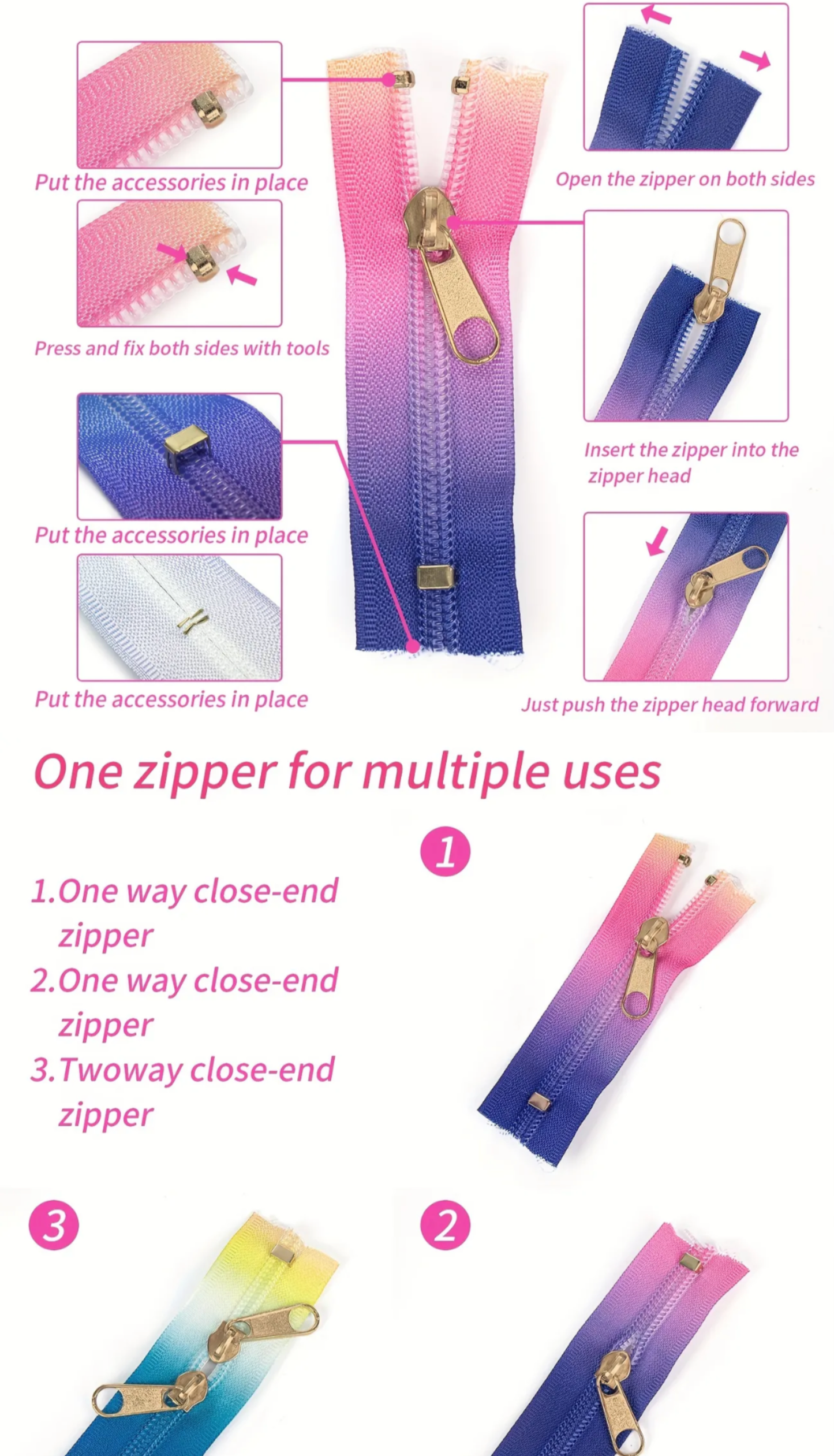 Pastel rainbow zipper tape