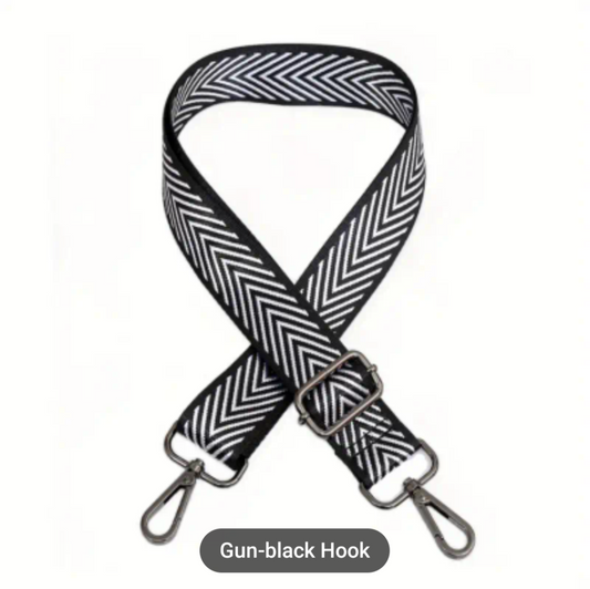 Chevron & Gun Metal Black Bag Strap