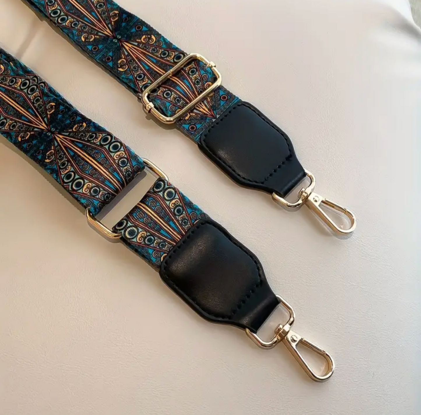 Leather end bag strap (black)
