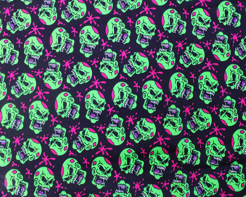 Green Skulls Polycotton