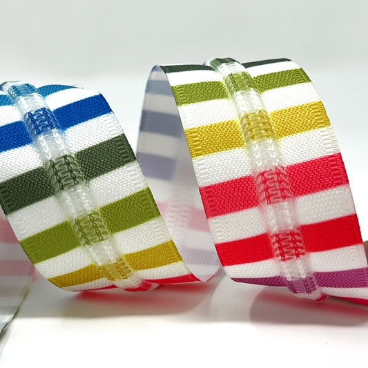 Rainbow stripe and white #5 zip tape