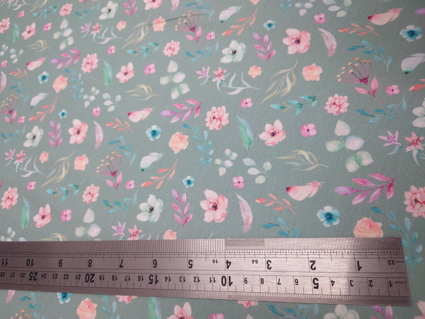 Floral watercolour Leaves Cotton Jersey
