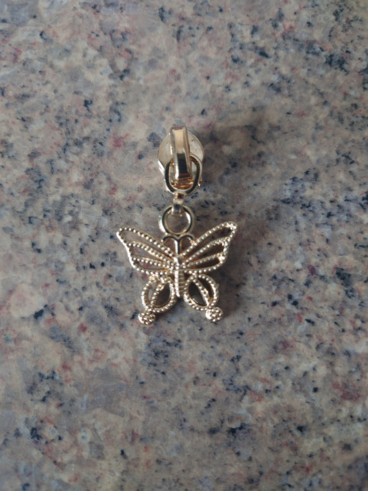 Butterfly Zip bright brass #5 Zip Slider