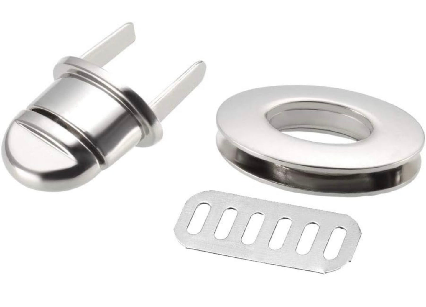 Oval twist lock bag fastening - silver