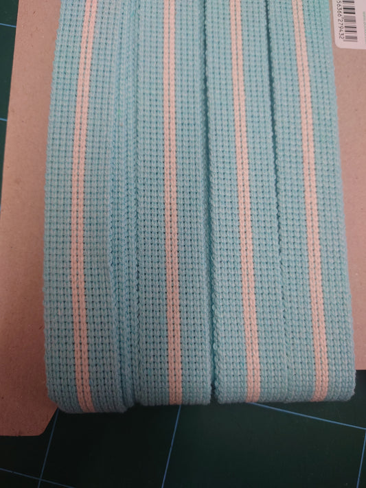 Aqua/Ecru webbing 25mm wide