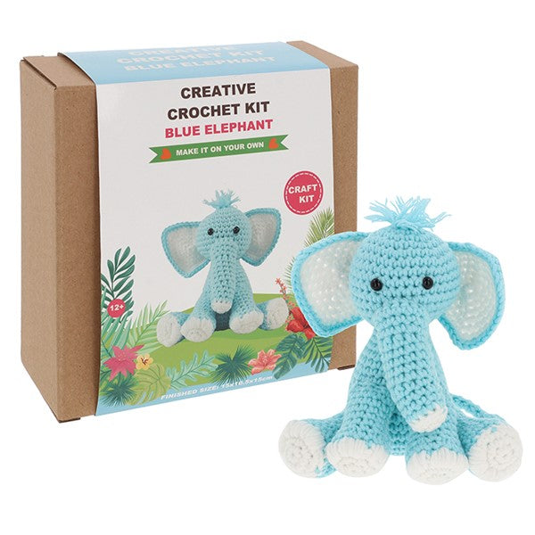 Blue elephant crochet kit