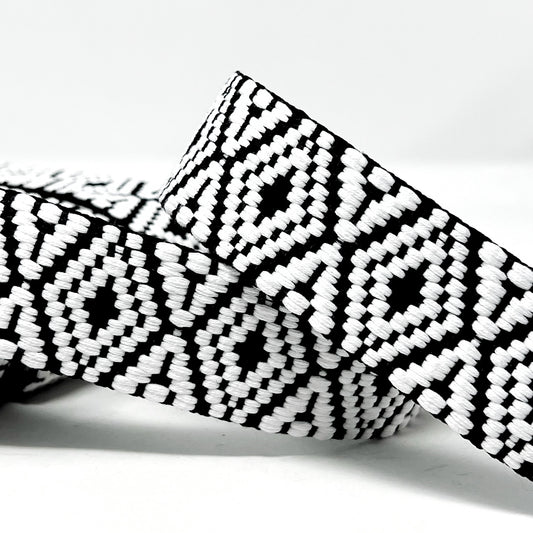 38mm webbing, black & white, webbing