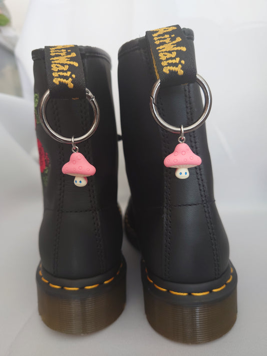 Pink mushroom boot charms