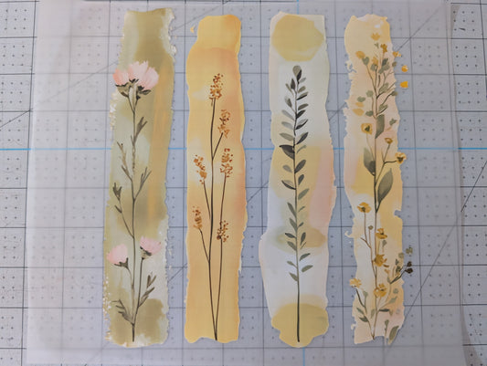 Iron on transfer - yellow floral strips 9" x 8"