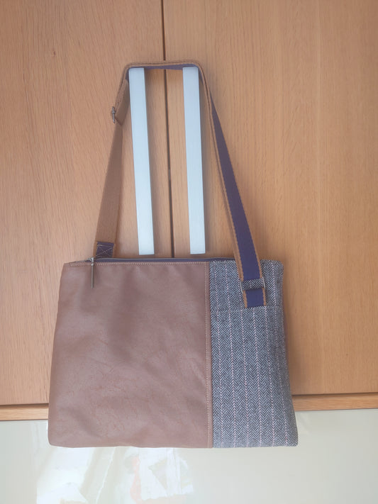 Faux leather & Wool mix Handbag