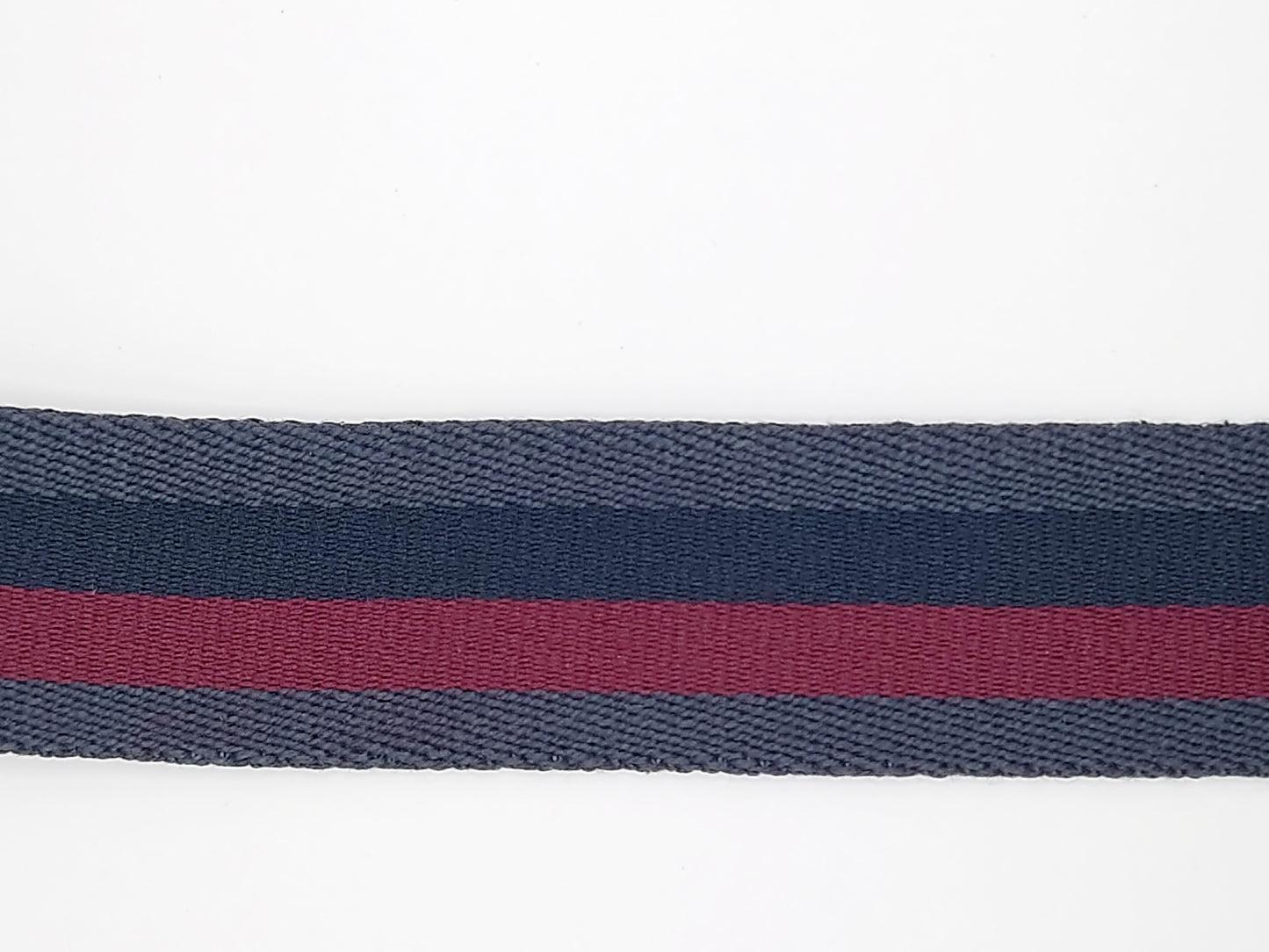 Grey Navy Burgundy stripe Webbing 30mm