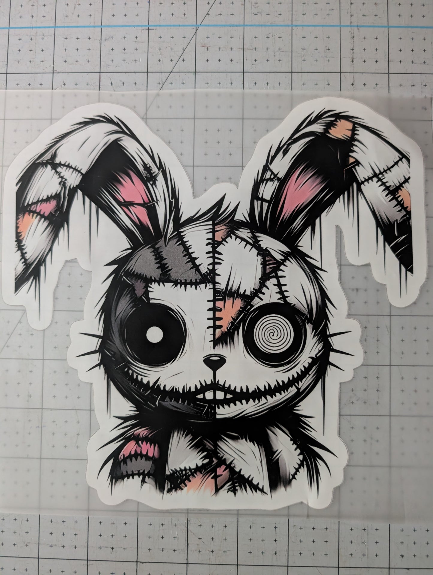 Iron on transfer - scary bunny 9" x 8.5"