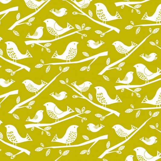 Nutex mustard birds 100% cotton