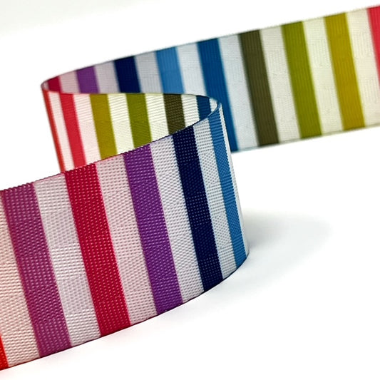 Rainbow stripe & white webbing 38mm