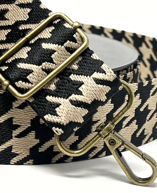 38mm Hounds tooth webbing gold/black