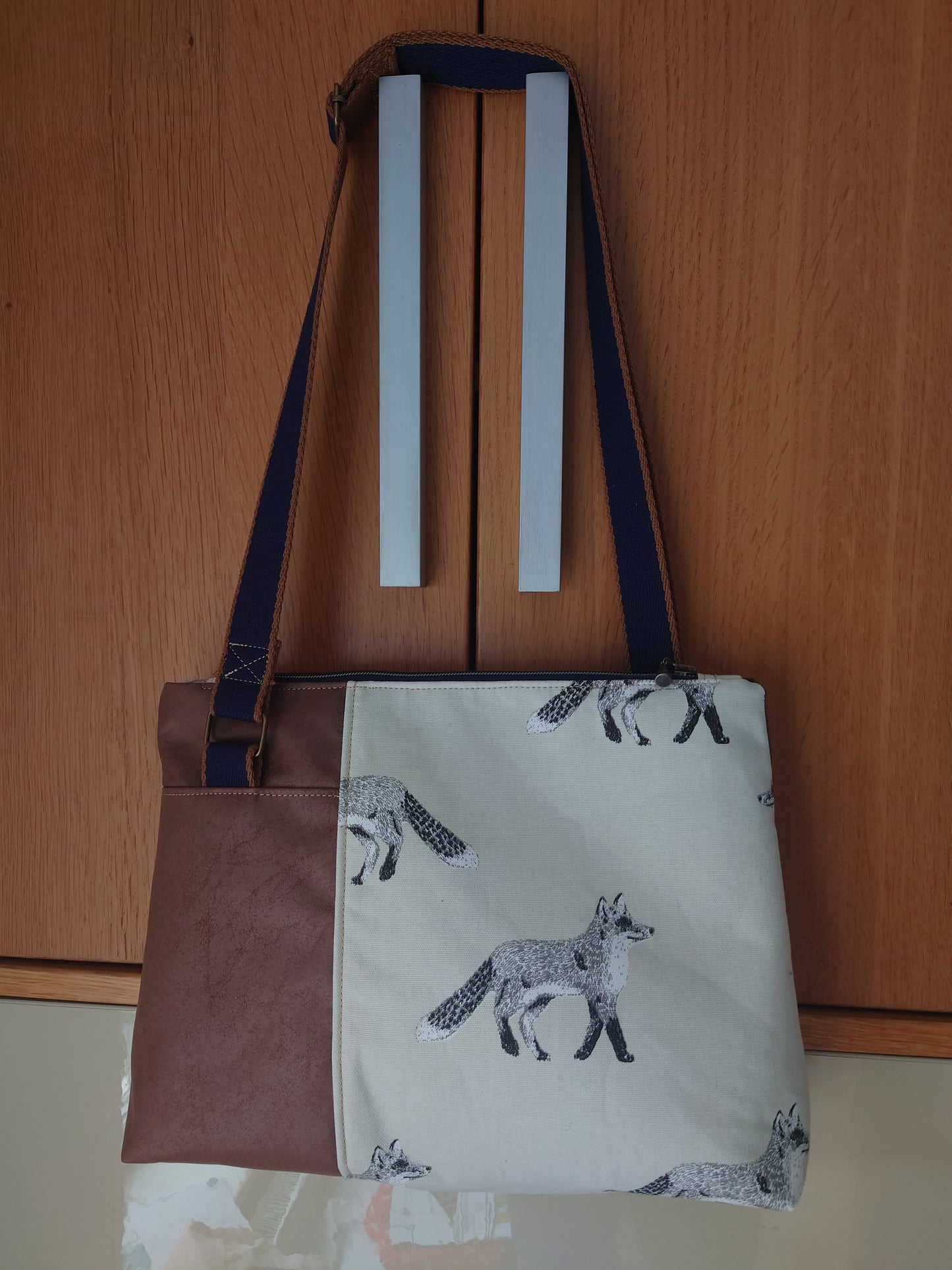 Fox faux leather & cotton Handbag