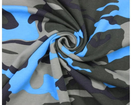 Blue Camo Cotton Jersey