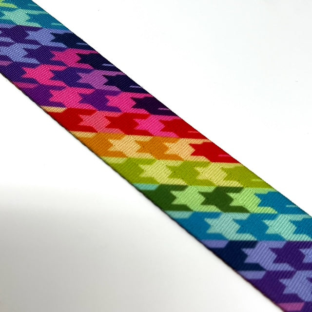 Houndstooth rainbow webbing 38mm