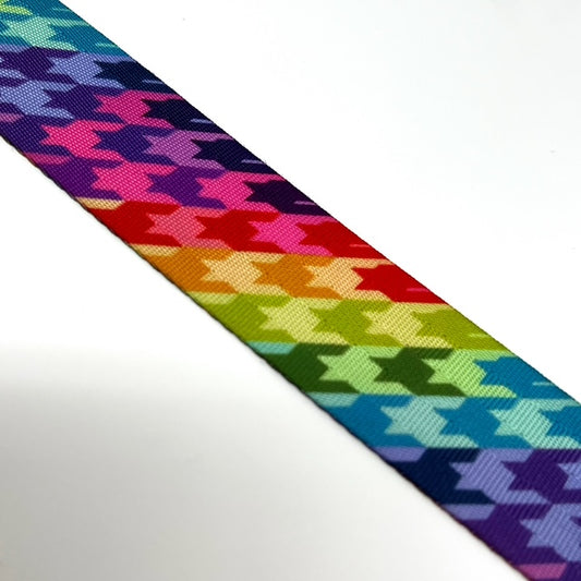 Houndstooth rainbow webbing 38mm