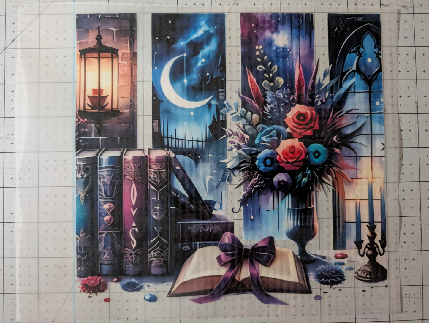 Iron on transfer - dark book strips 9" x 9"