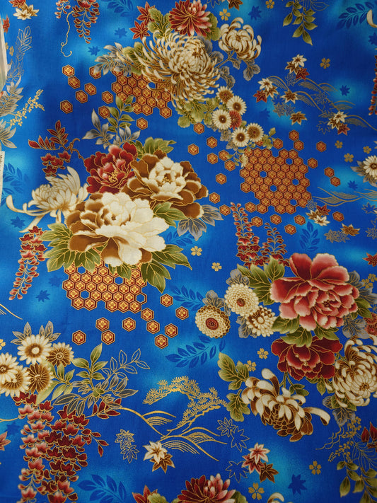 Japanese Nutex Blue Floral 100% cotton
