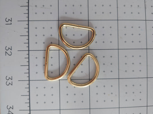 25mm Bright Brass/Gold Metal D Rings