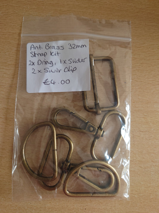 32mm Bag Strap Kit - Antique Brass