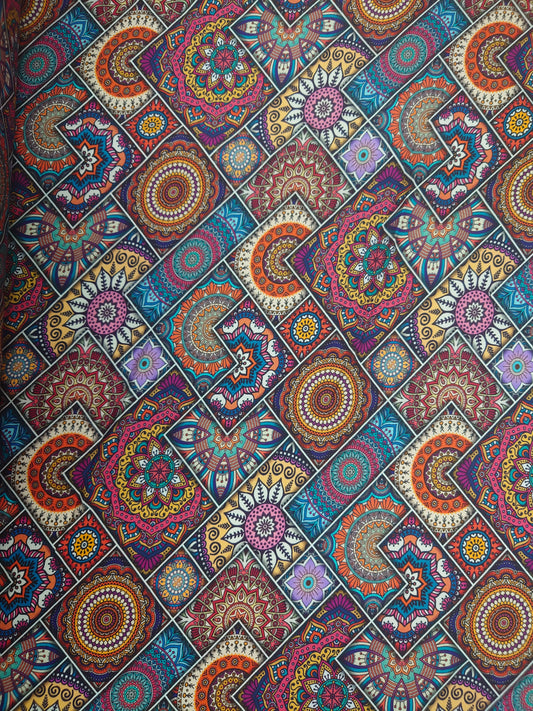 Paisley mandala French Terry