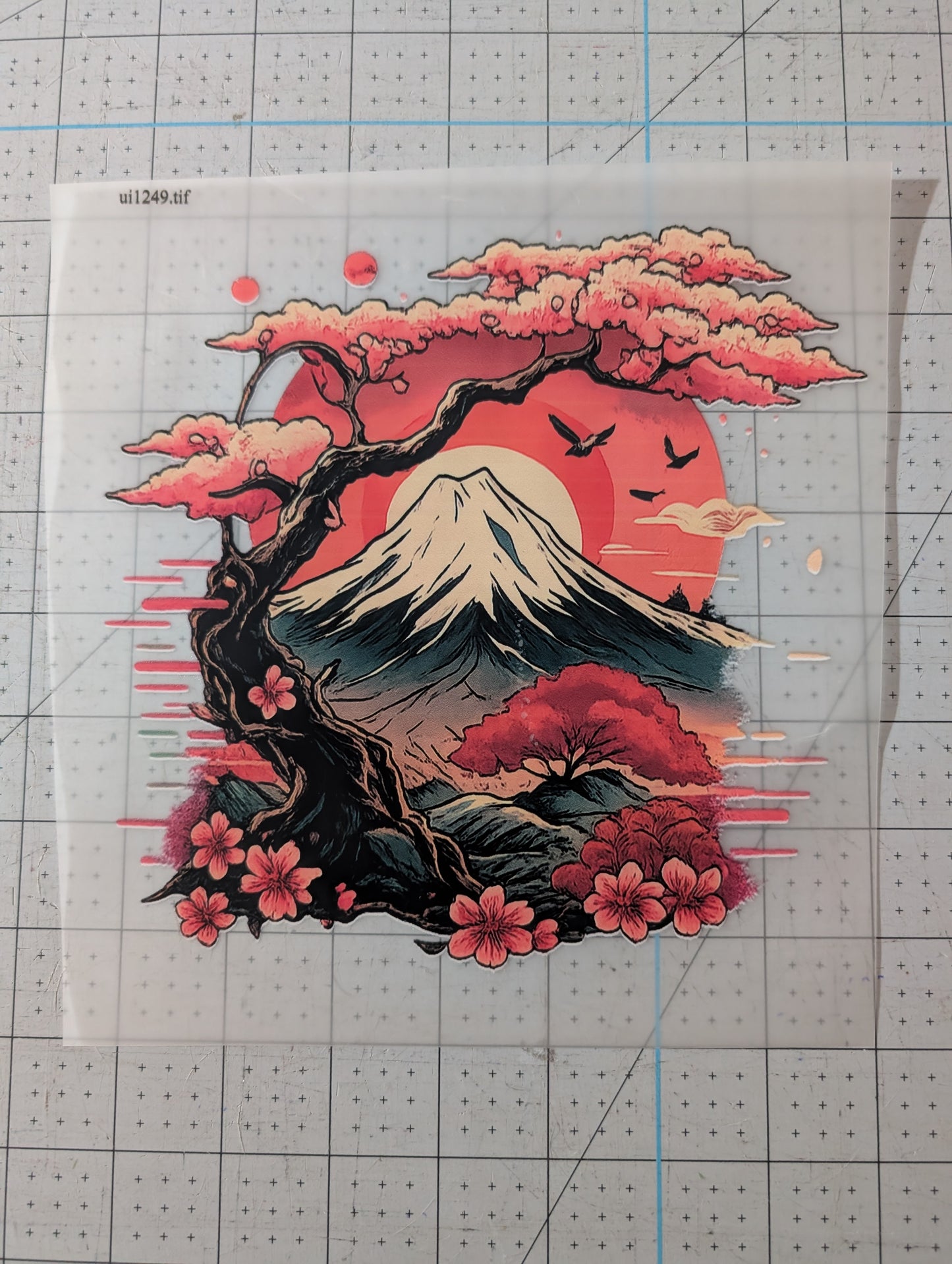 Iron on transfer - Japanese cherry blossom 8" x 8"