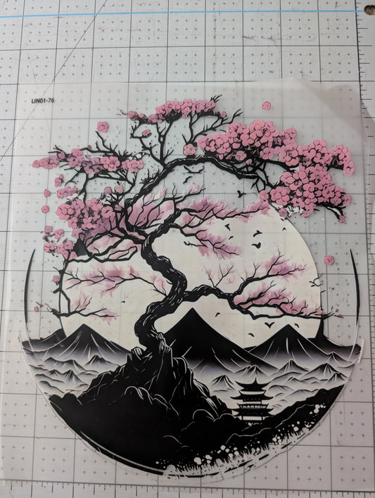 Iron on transfer - Japanese cherry blossom 10" x 9"