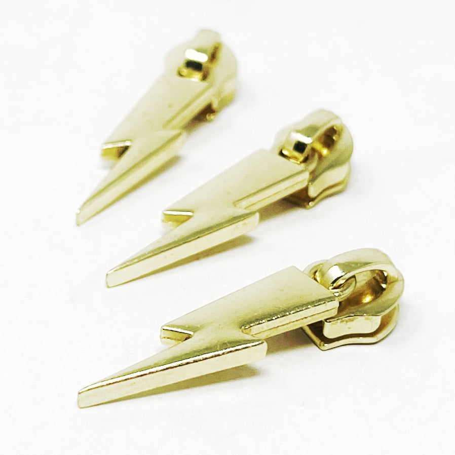 Bright Brass Lightning #5 Zip Slider